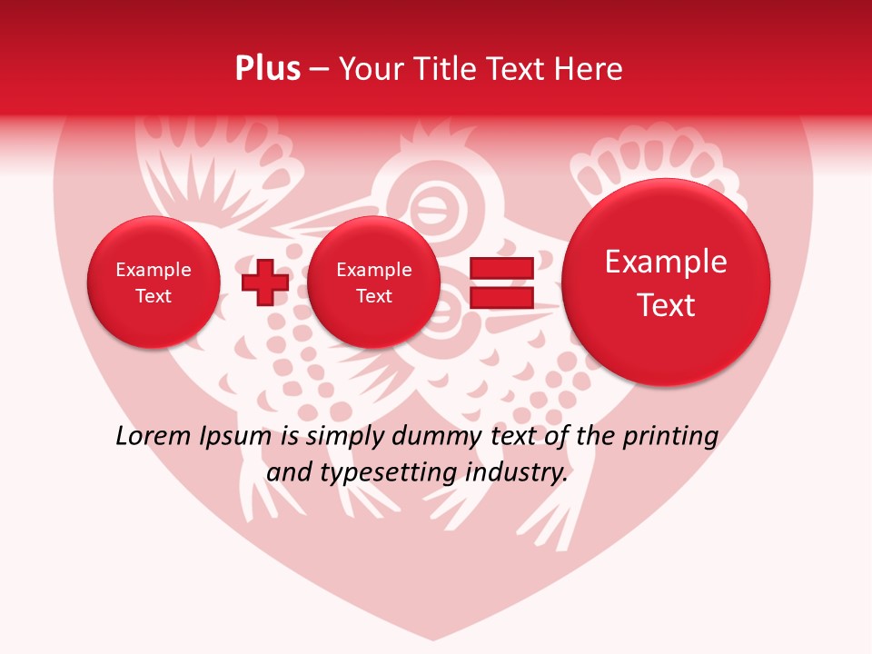 A Red Heart With A White Rooster On It PowerPoint Template