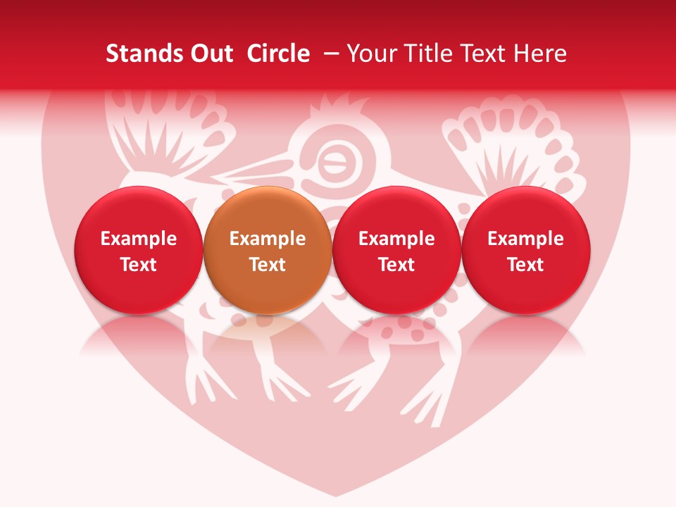 A Red Heart With A White Rooster On It PowerPoint Template