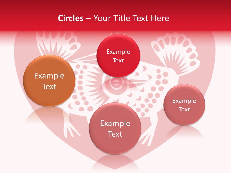 A Red Heart With A White Rooster On It PowerPoint Template