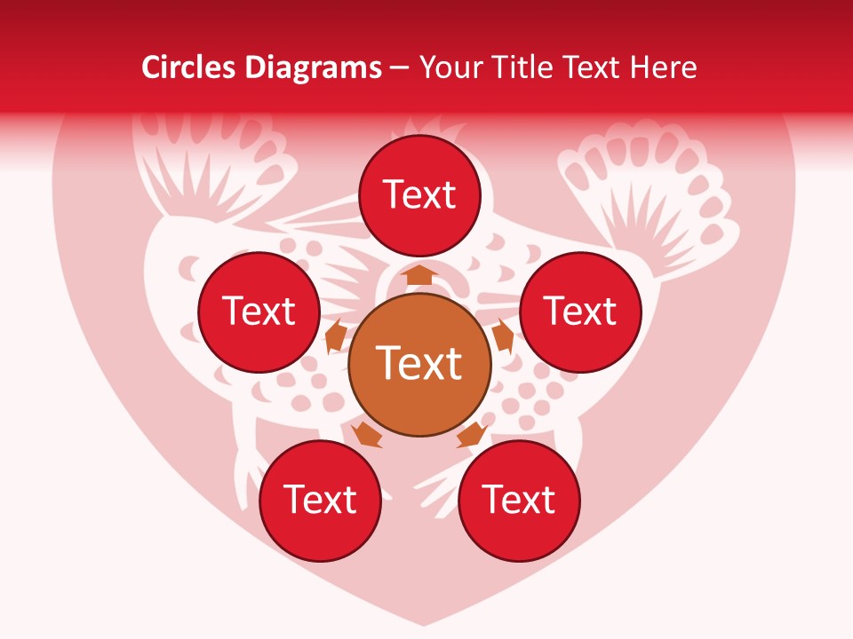 A Red Heart With A White Rooster On It PowerPoint Template