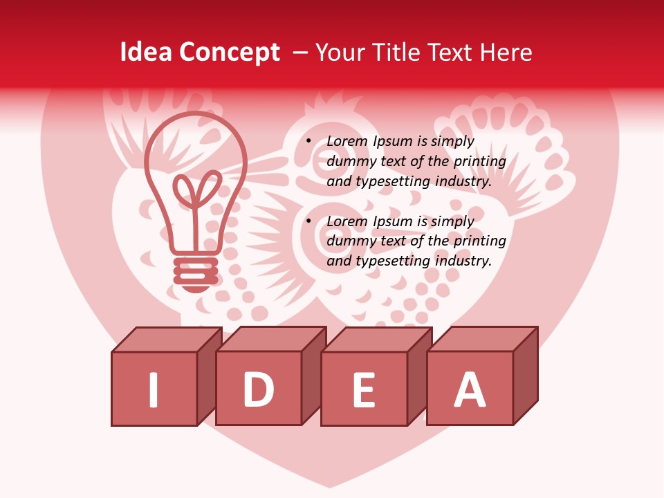 A Red Heart With A White Rooster On It PowerPoint Template