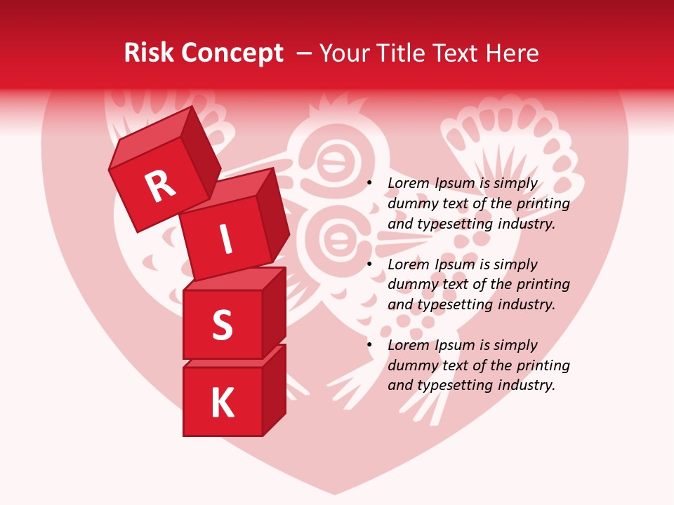 A Red Heart With A White Rooster On It PowerPoint Template