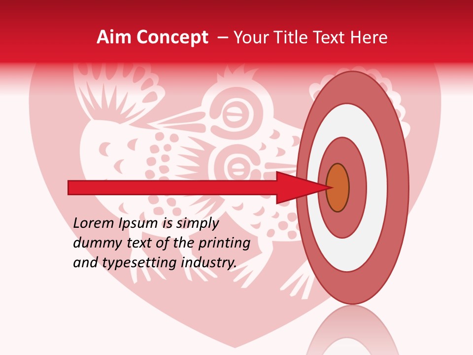 A Red Heart With A White Rooster On It PowerPoint Template