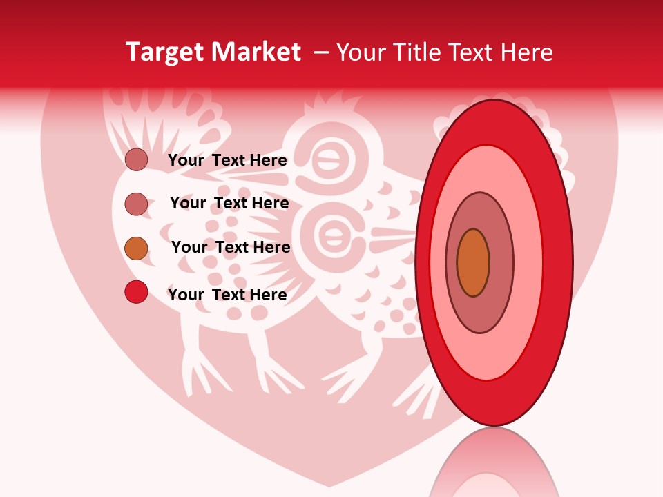 A Red Heart With A White Rooster On It PowerPoint Template