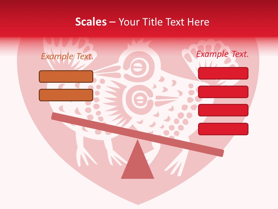 A Red Heart With A White Rooster On It PowerPoint Template