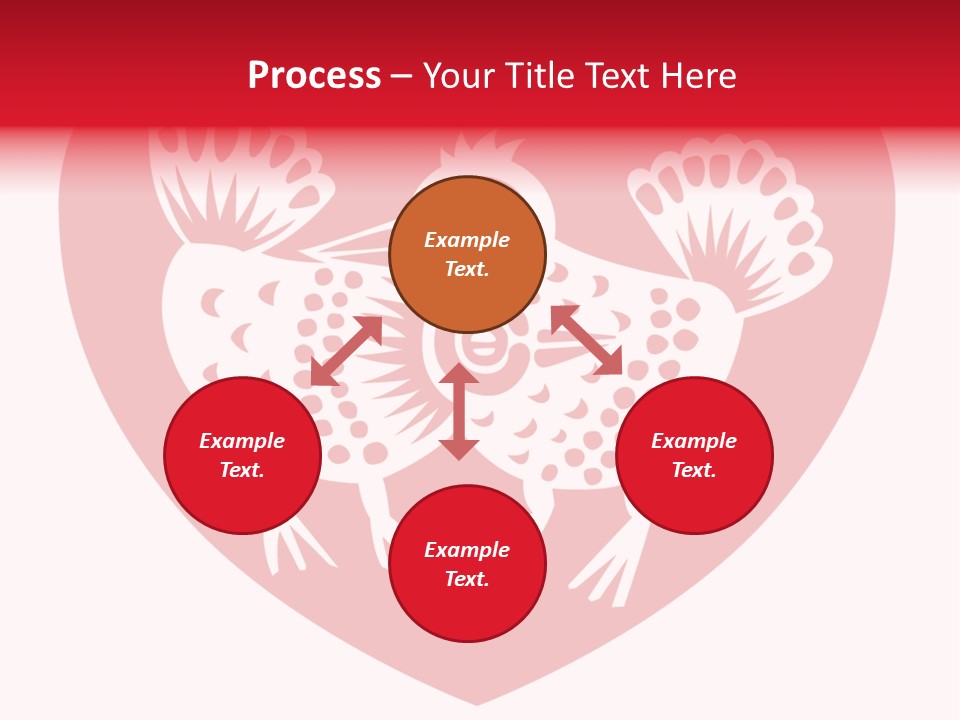 A Red Heart With A White Rooster On It PowerPoint Template
