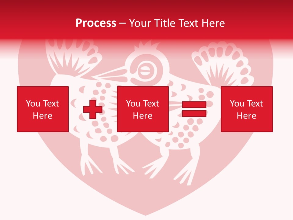 A Red Heart With A White Rooster On It PowerPoint Template