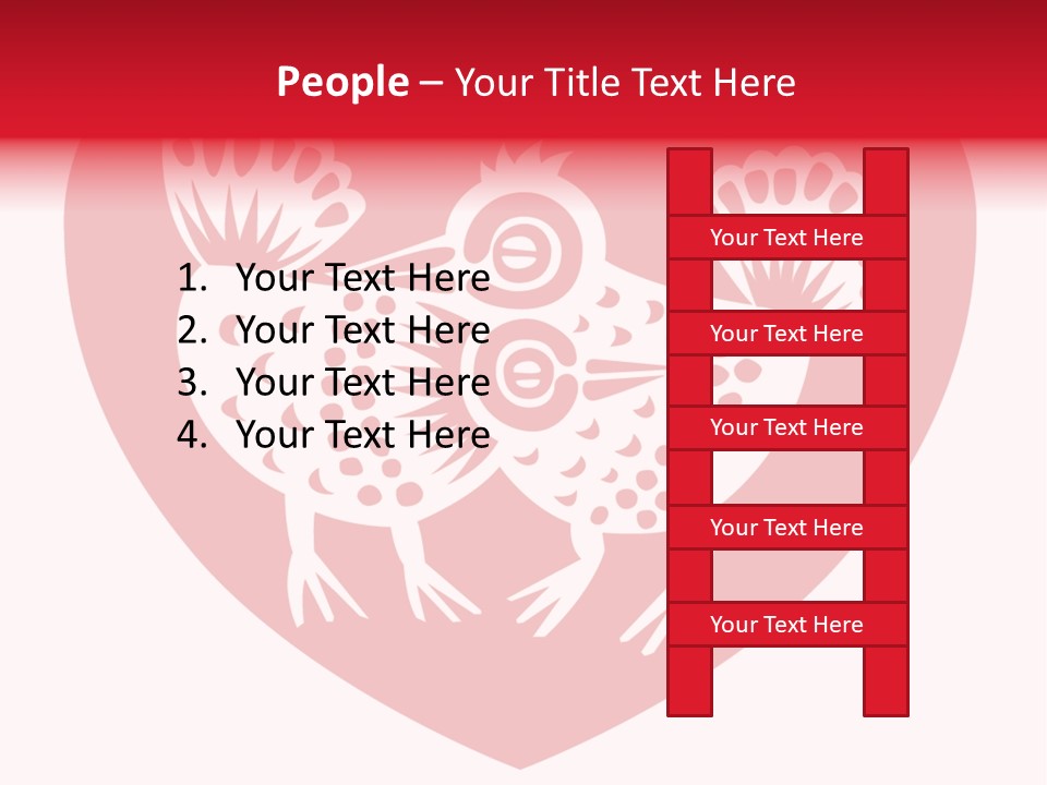 A Red Heart With A White Rooster On It PowerPoint Template