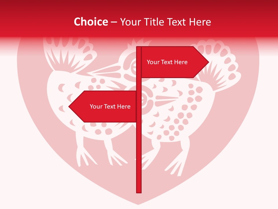 A Red Heart With A White Rooster On It PowerPoint Template