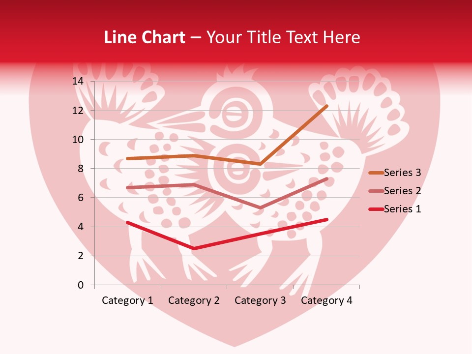 A Red Heart With A White Rooster On It PowerPoint Template