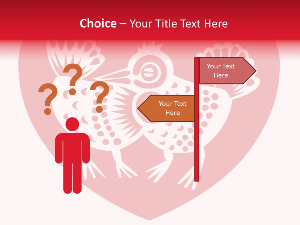 A Red Heart With A White Rooster On It PowerPoint Template