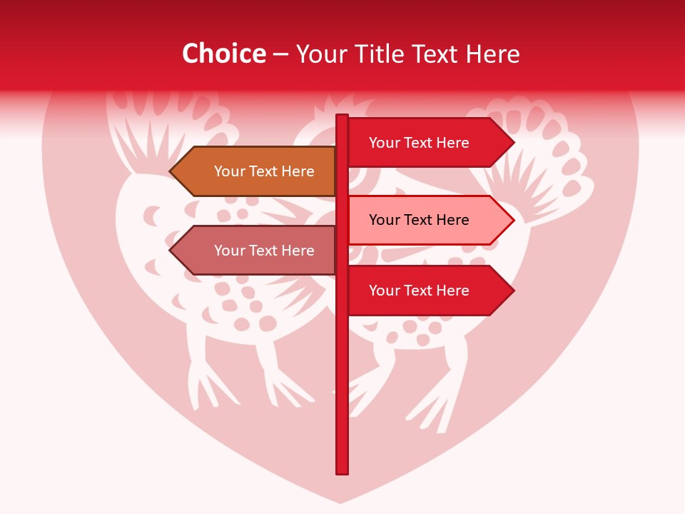 A Red Heart With A White Rooster On It PowerPoint Template