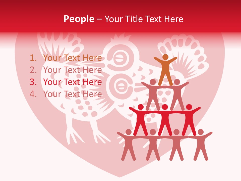 A Red Heart With A White Rooster On It PowerPoint Template