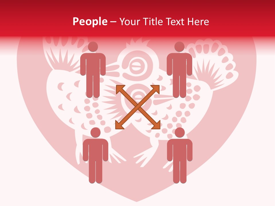A Red Heart With A White Rooster On It PowerPoint Template