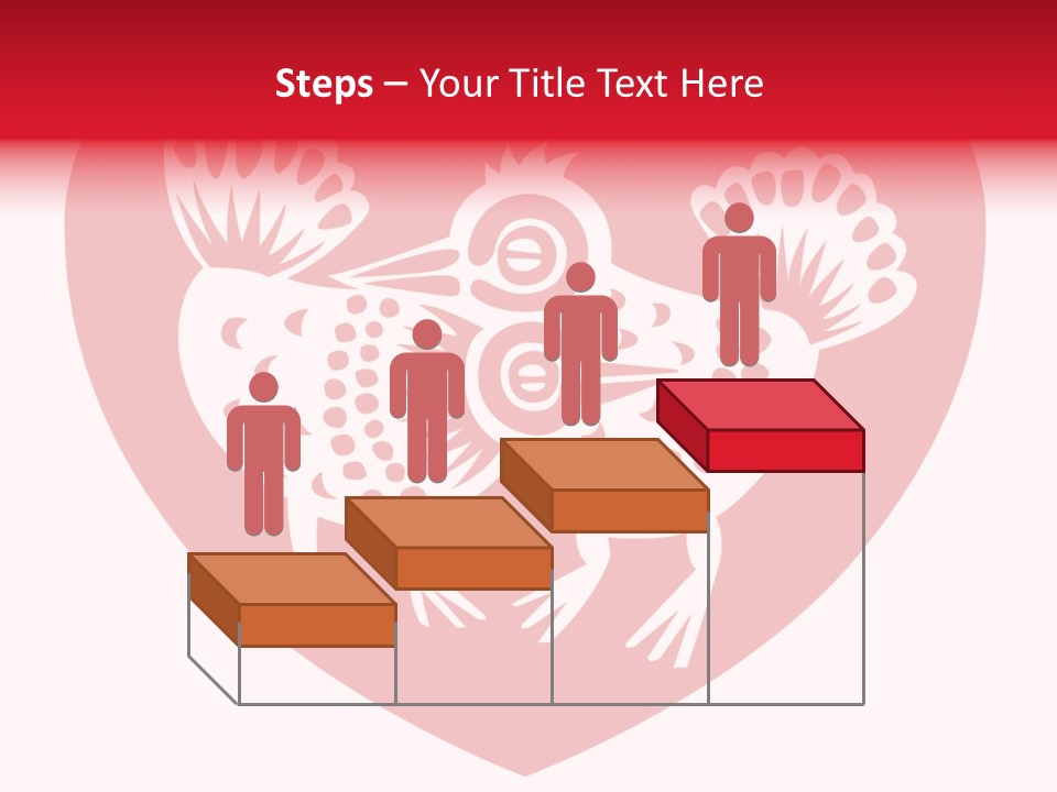 A Red Heart With A White Rooster On It PowerPoint Template