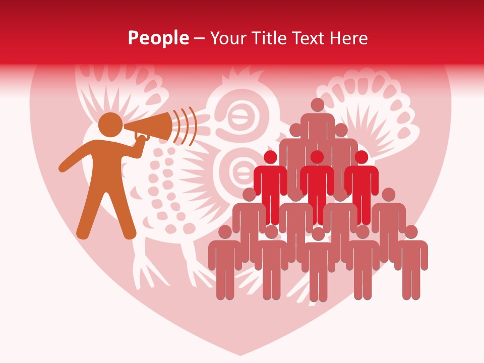 A Red Heart With A White Rooster On It PowerPoint Template