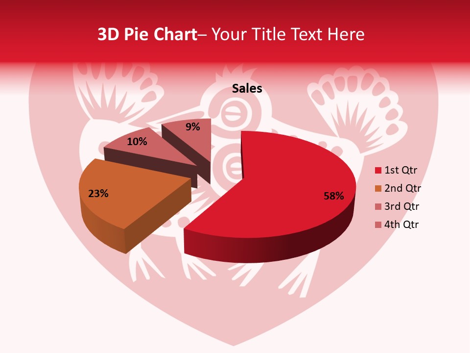 A Red Heart With A White Rooster On It PowerPoint Template