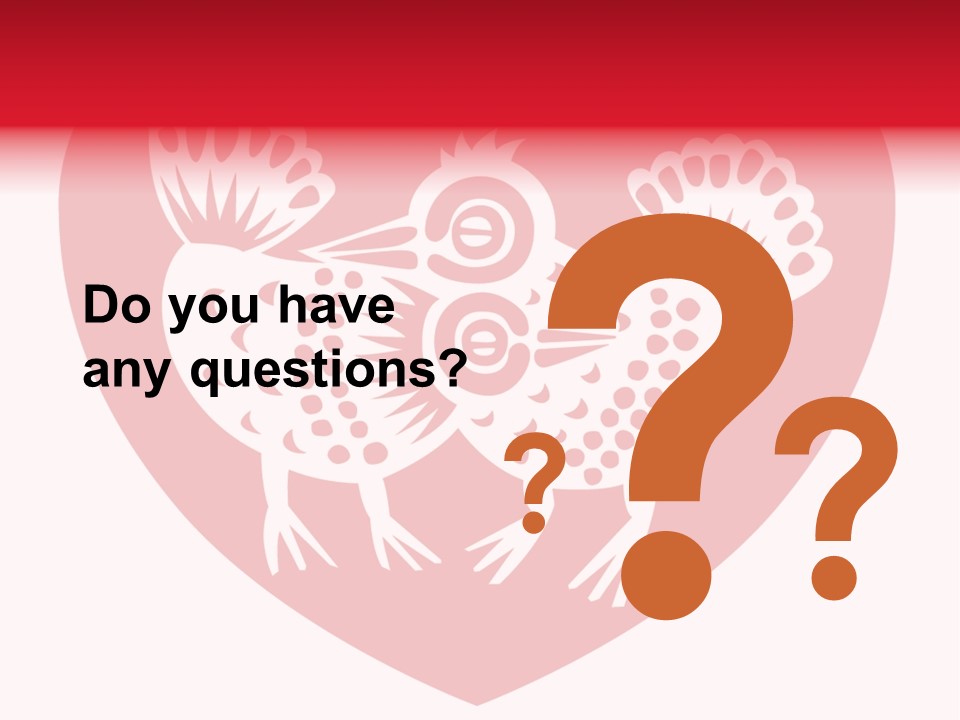 A Red Heart With A White Rooster On It PowerPoint Template