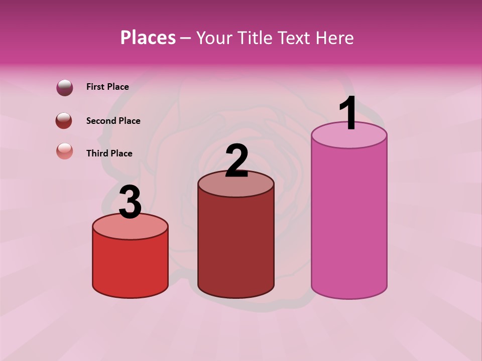 A Red Rose On A Pink Background With Rays PowerPoint Template