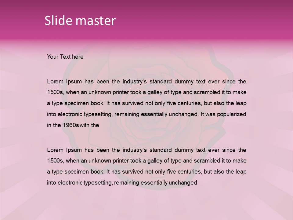 A Red Rose On A Pink Background With Rays PowerPoint Template