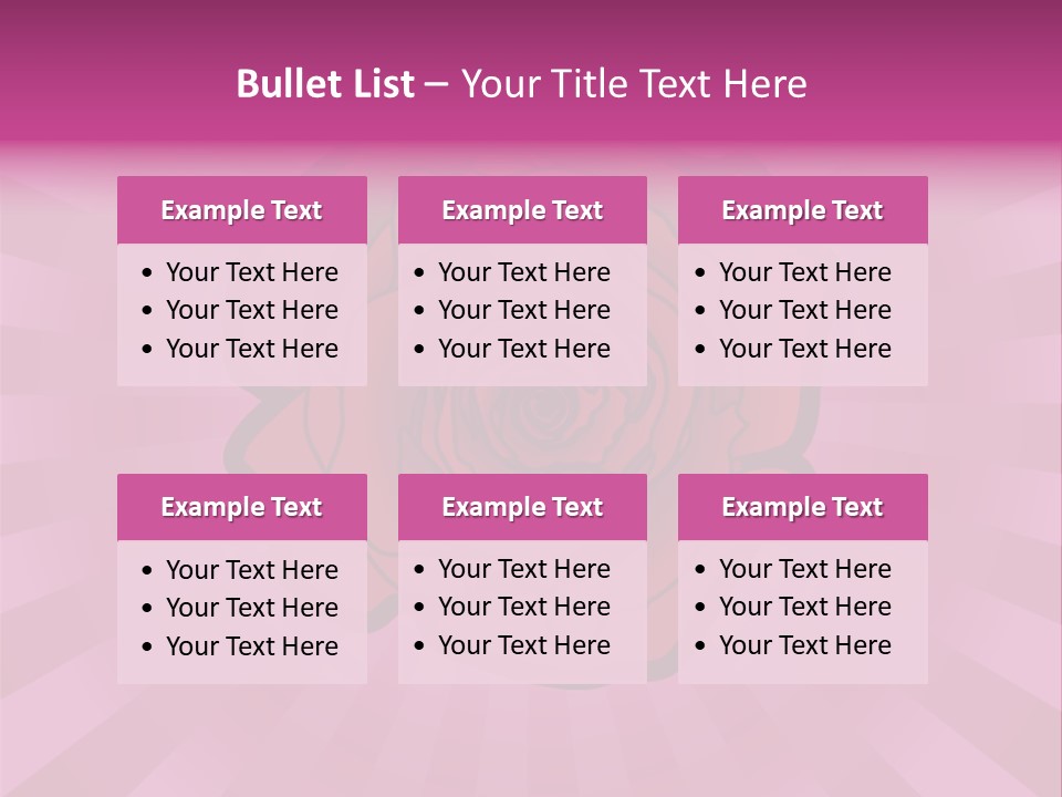 A Red Rose On A Pink Background With Rays PowerPoint Template