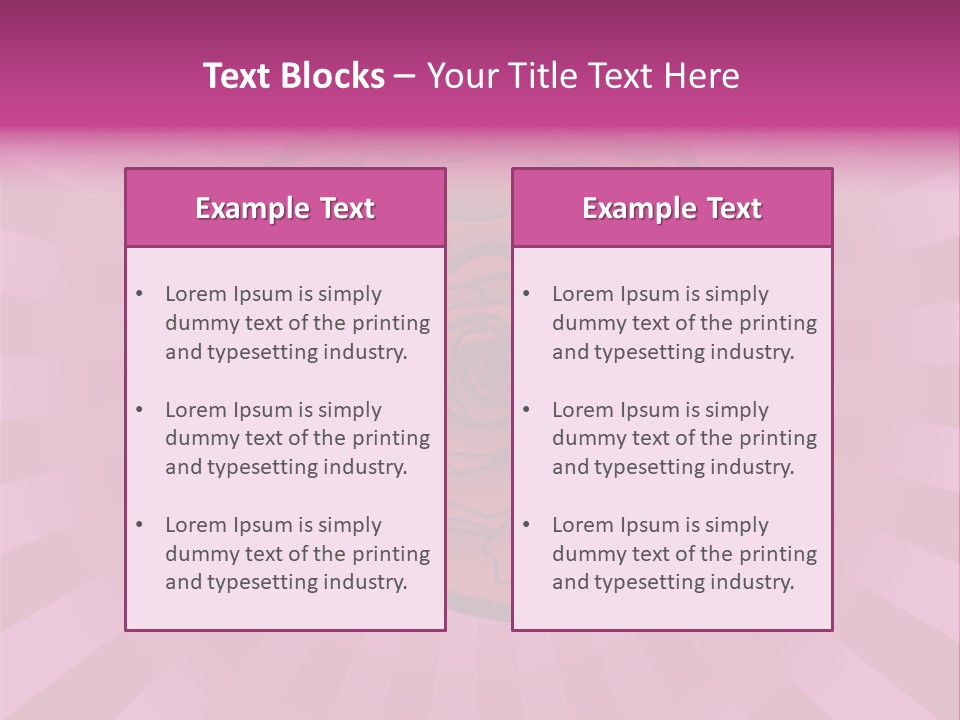 A Red Rose On A Pink Background With Rays PowerPoint Template