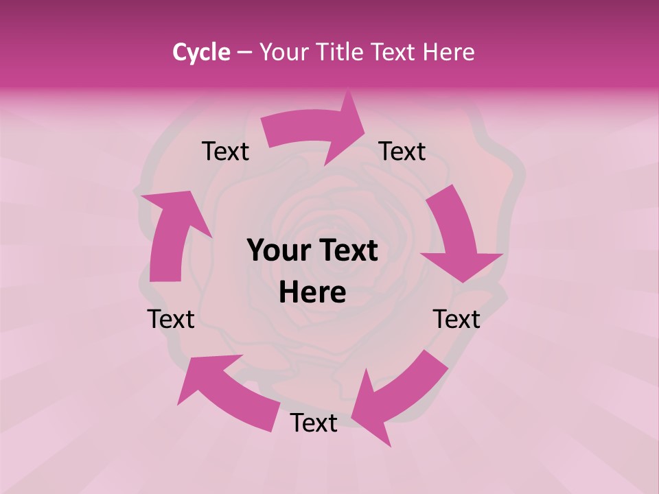 A Red Rose On A Pink Background With Rays PowerPoint Template