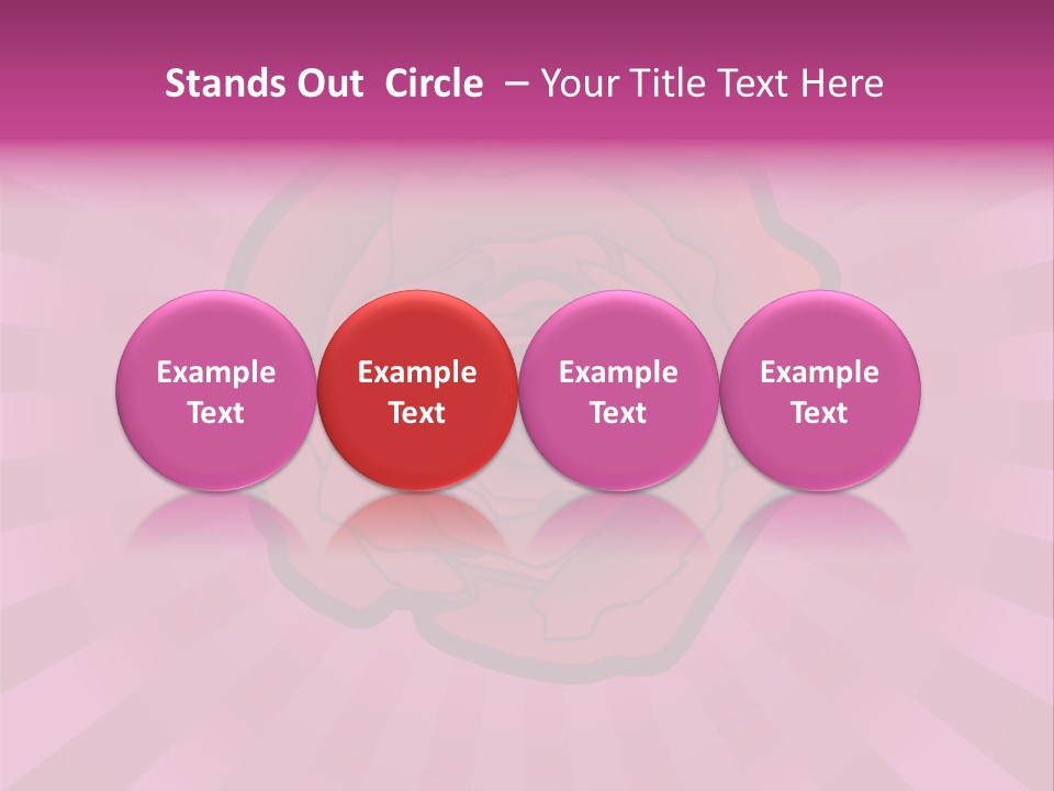 A Red Rose On A Pink Background With Rays PowerPoint Template