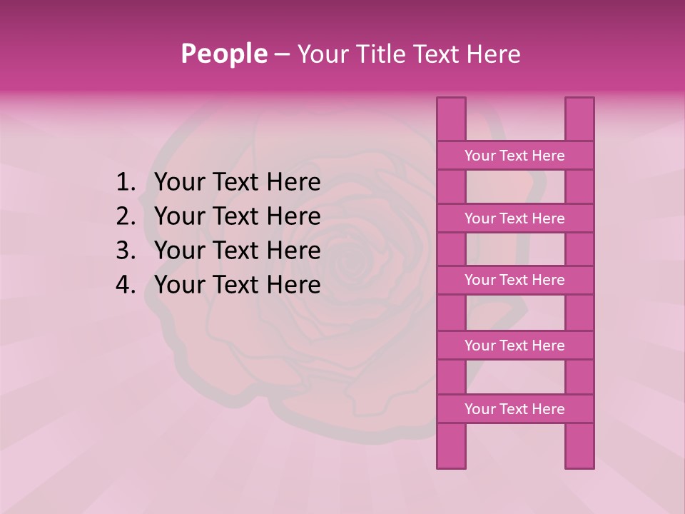 A Red Rose On A Pink Background With Rays PowerPoint Template