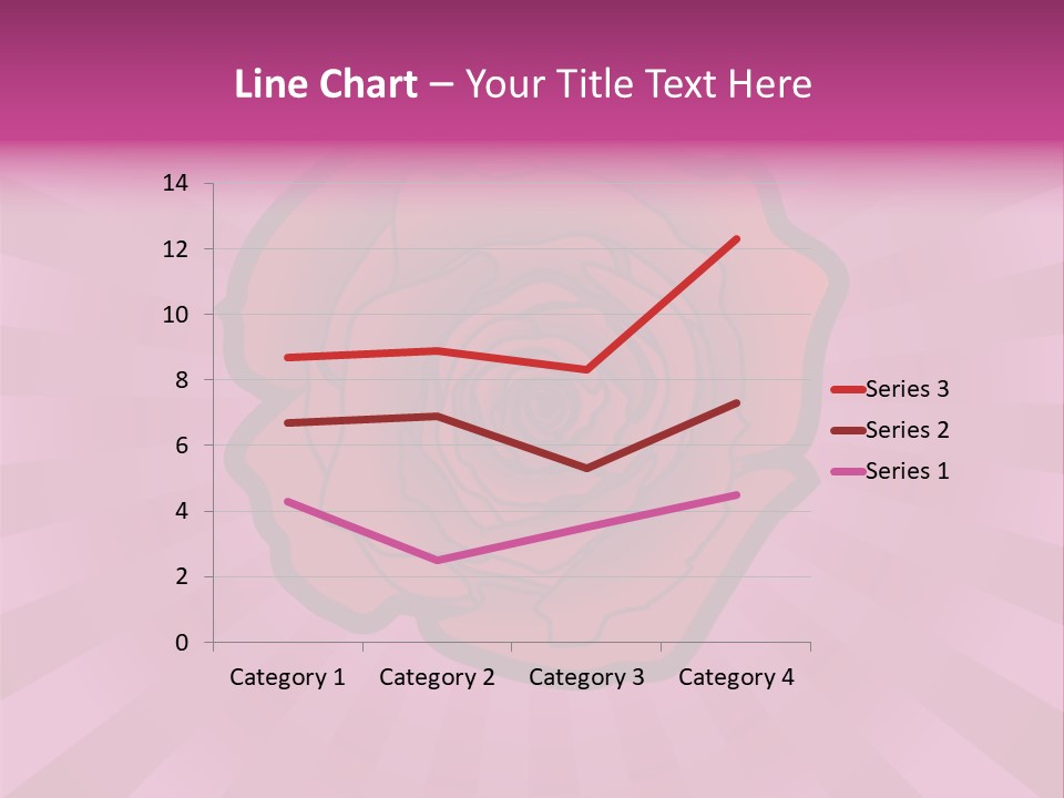 A Red Rose On A Pink Background With Rays PowerPoint Template