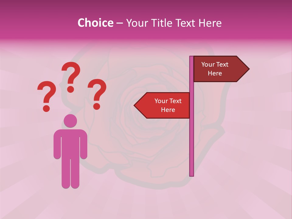 A Red Rose On A Pink Background With Rays PowerPoint Template