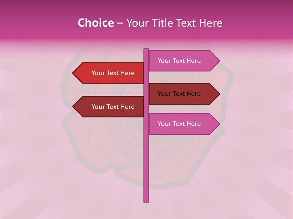 A Red Rose On A Pink Background With Rays PowerPoint Template