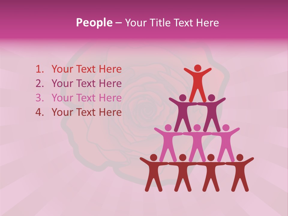 A Red Rose On A Pink Background With Rays PowerPoint Template
