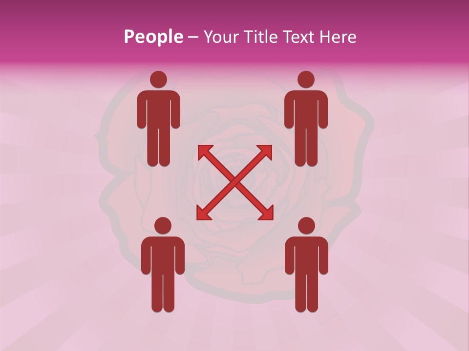 A Red Rose On A Pink Background With Rays PowerPoint Template