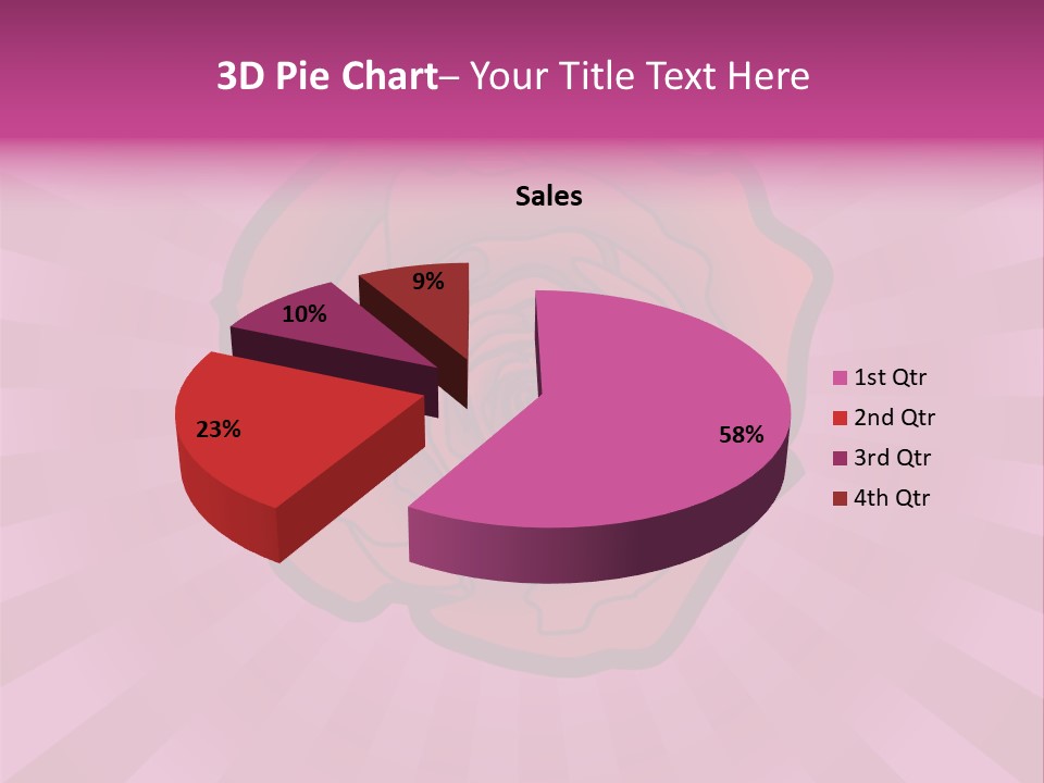 A Red Rose On A Pink Background With Rays PowerPoint Template