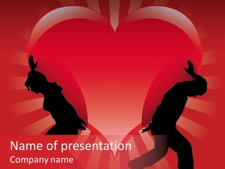 A Silhouette Of A Man And A Woman Dancing In Front Of A Heart PowerPoint Template