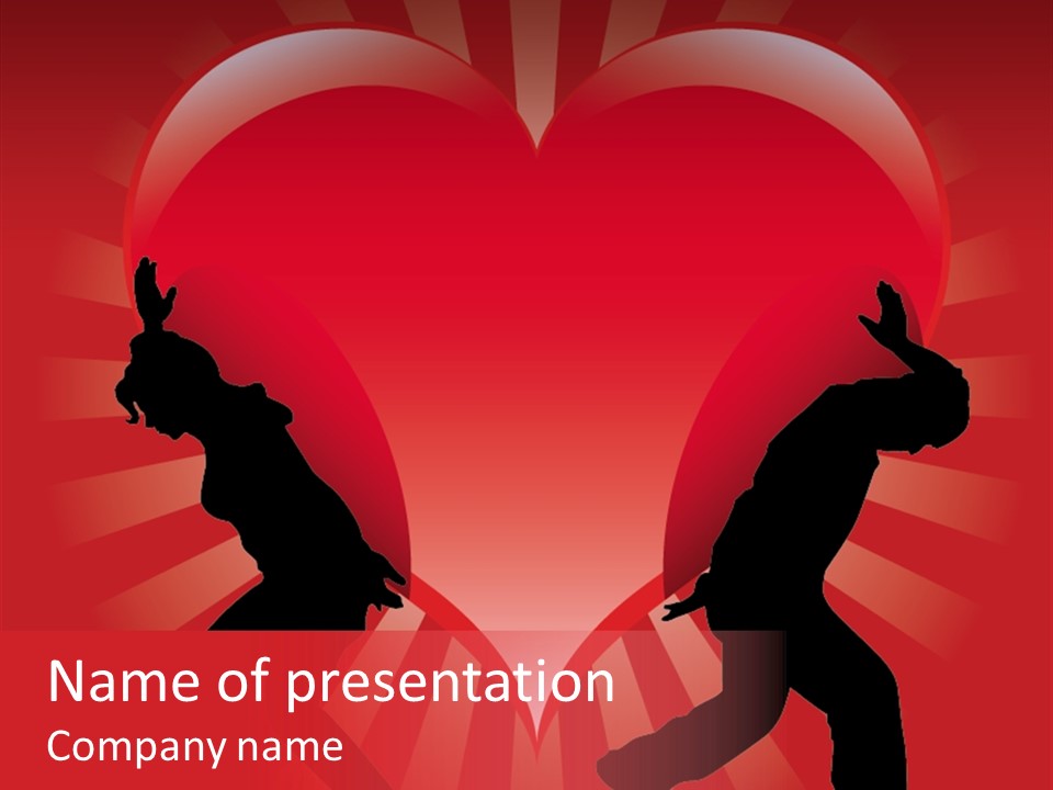 A Silhouette Of A Man And A Woman Dancing In Front Of A Heart PowerPoint Template