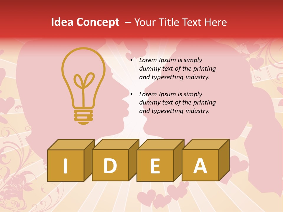 A Couple Kissing With Hearts In The Background PowerPoint Template