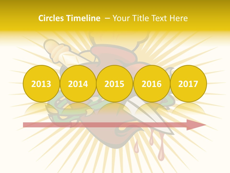 A Heart With A Knife And A Chain Wrapped Around It PowerPoint Template