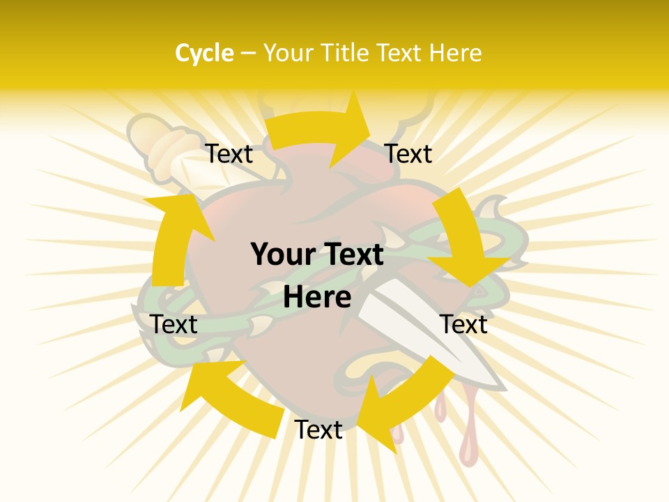 A Heart With A Knife And A Chain Wrapped Around It PowerPoint Template