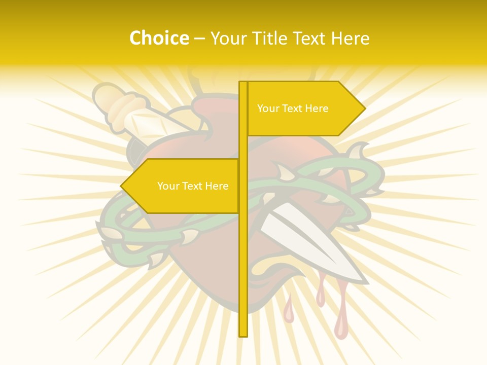 A Heart With A Knife And A Chain Wrapped Around It PowerPoint Template