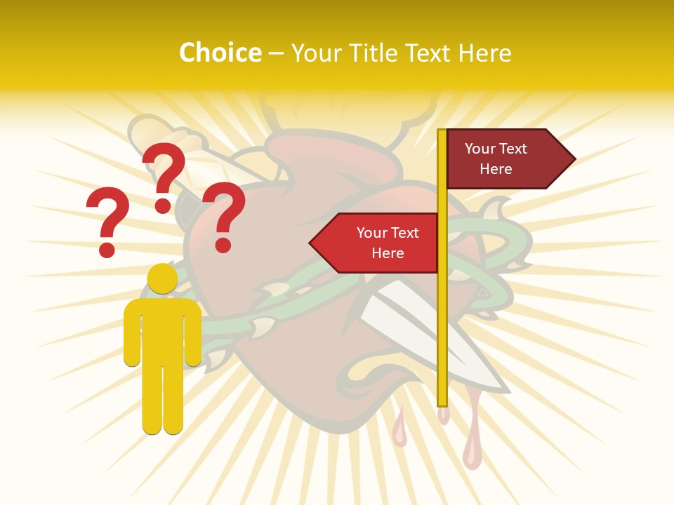 A Heart With A Knife And A Chain Wrapped Around It PowerPoint Template