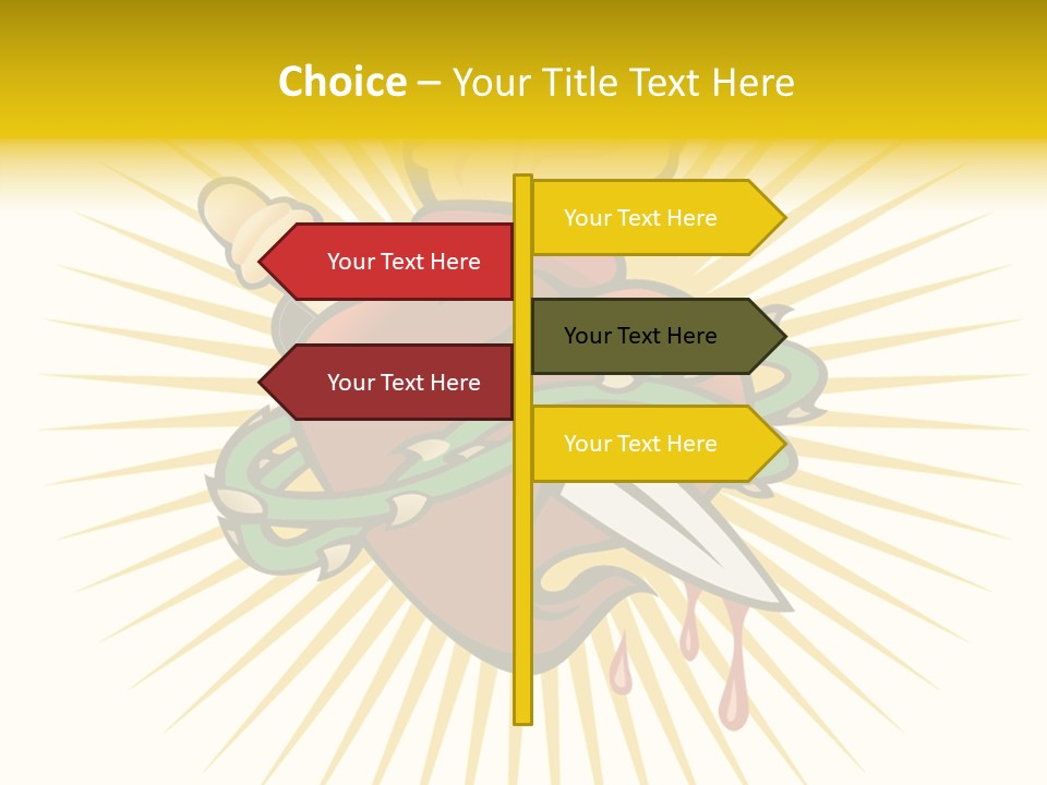 A Heart With A Knife And A Chain Wrapped Around It PowerPoint Template