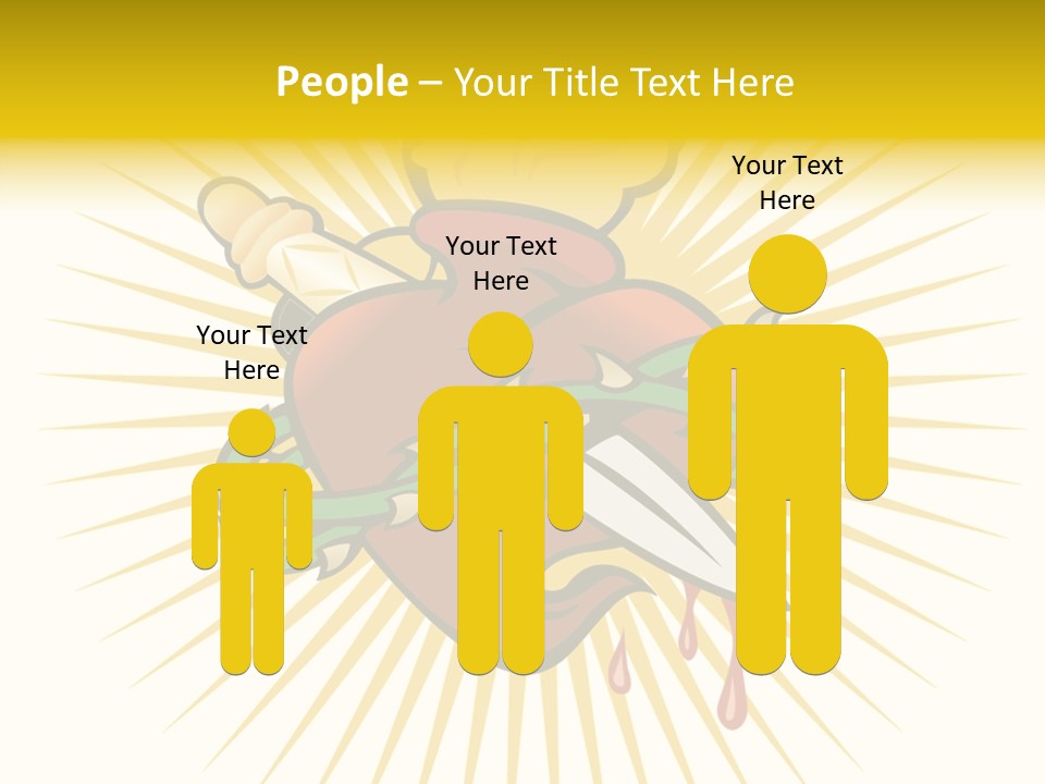 A Heart With A Knife And A Chain Wrapped Around It PowerPoint Template