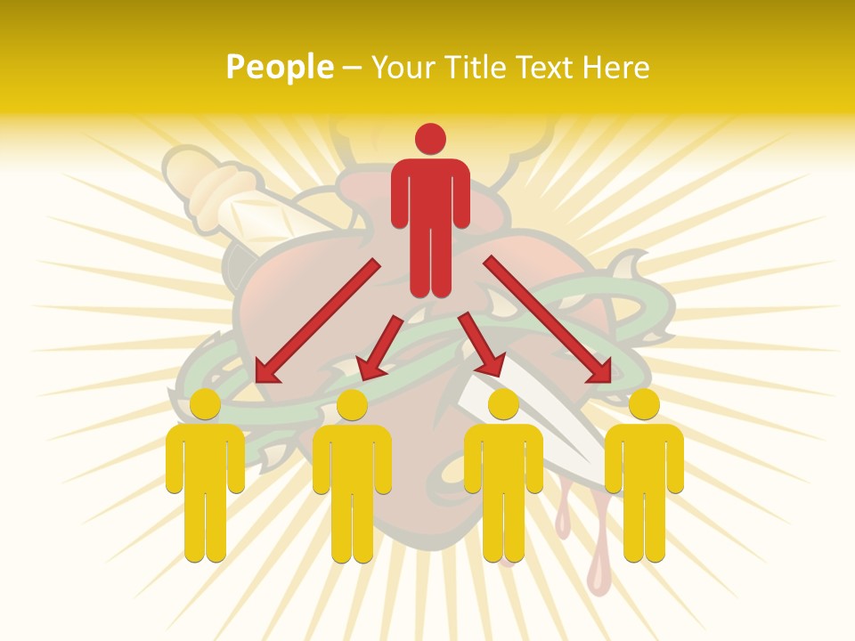 A Heart With A Knife And A Chain Wrapped Around It PowerPoint Template