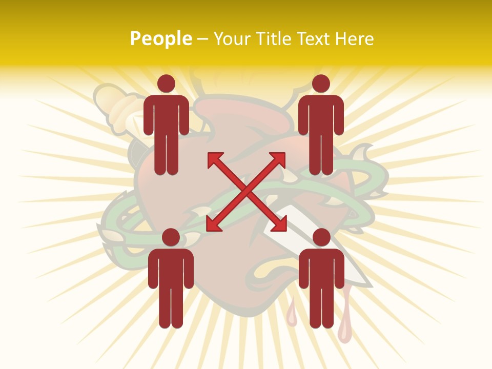 A Heart With A Knife And A Chain Wrapped Around It PowerPoint Template