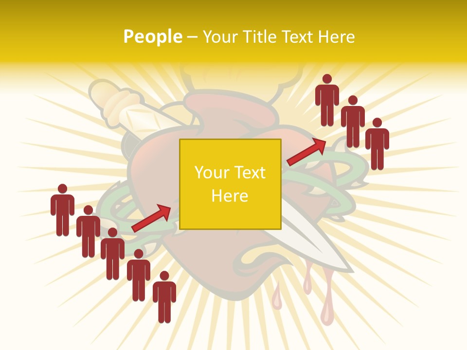 A Heart With A Knife And A Chain Wrapped Around It PowerPoint Template