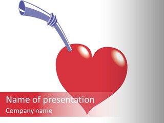 A Red Heart With A Toothbrush In It PowerPoint Template