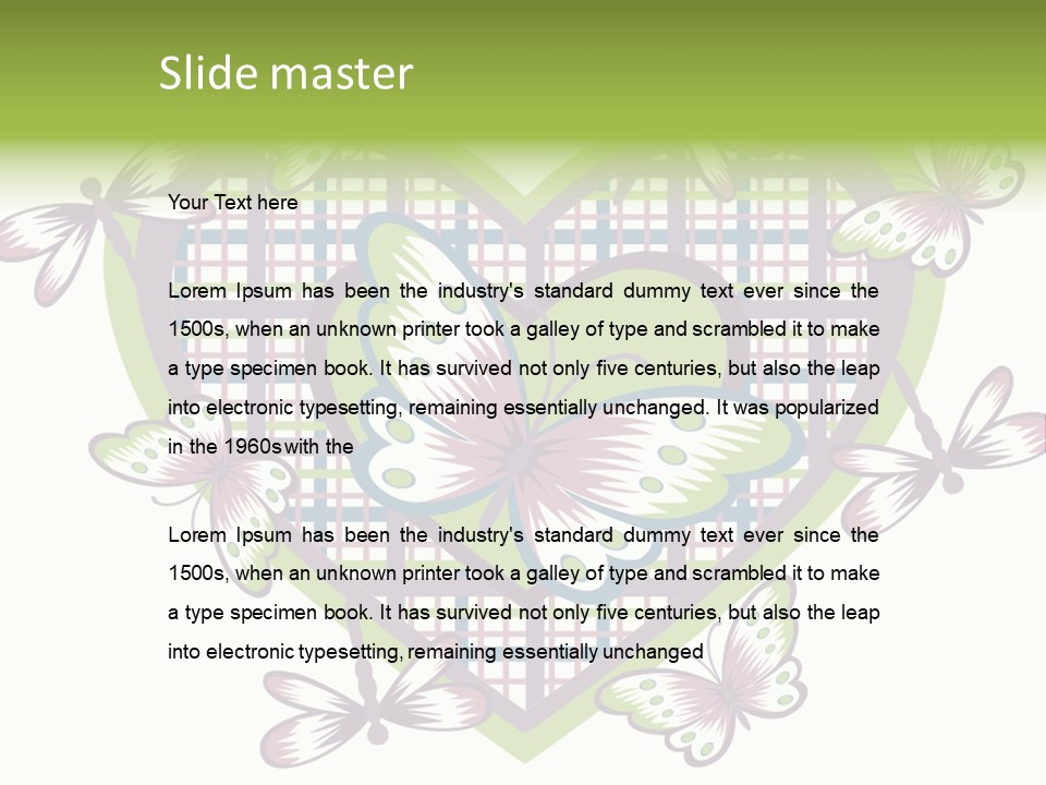 A Heart Shaped Frame With Butterflies On It PowerPoint Template