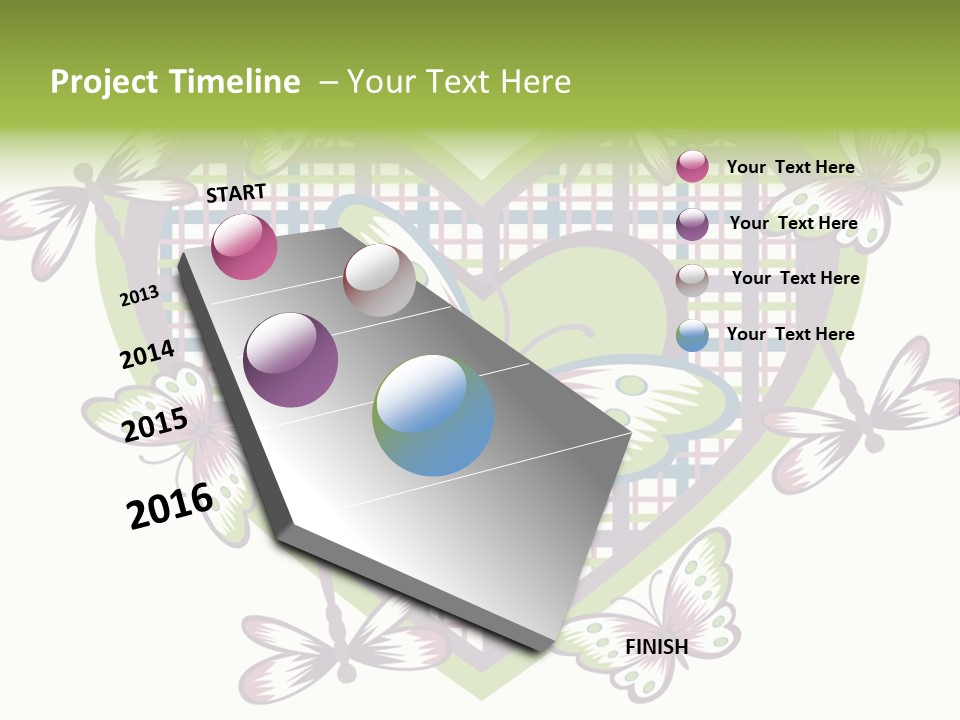 A Heart Shaped Frame With Butterflies On It PowerPoint Template